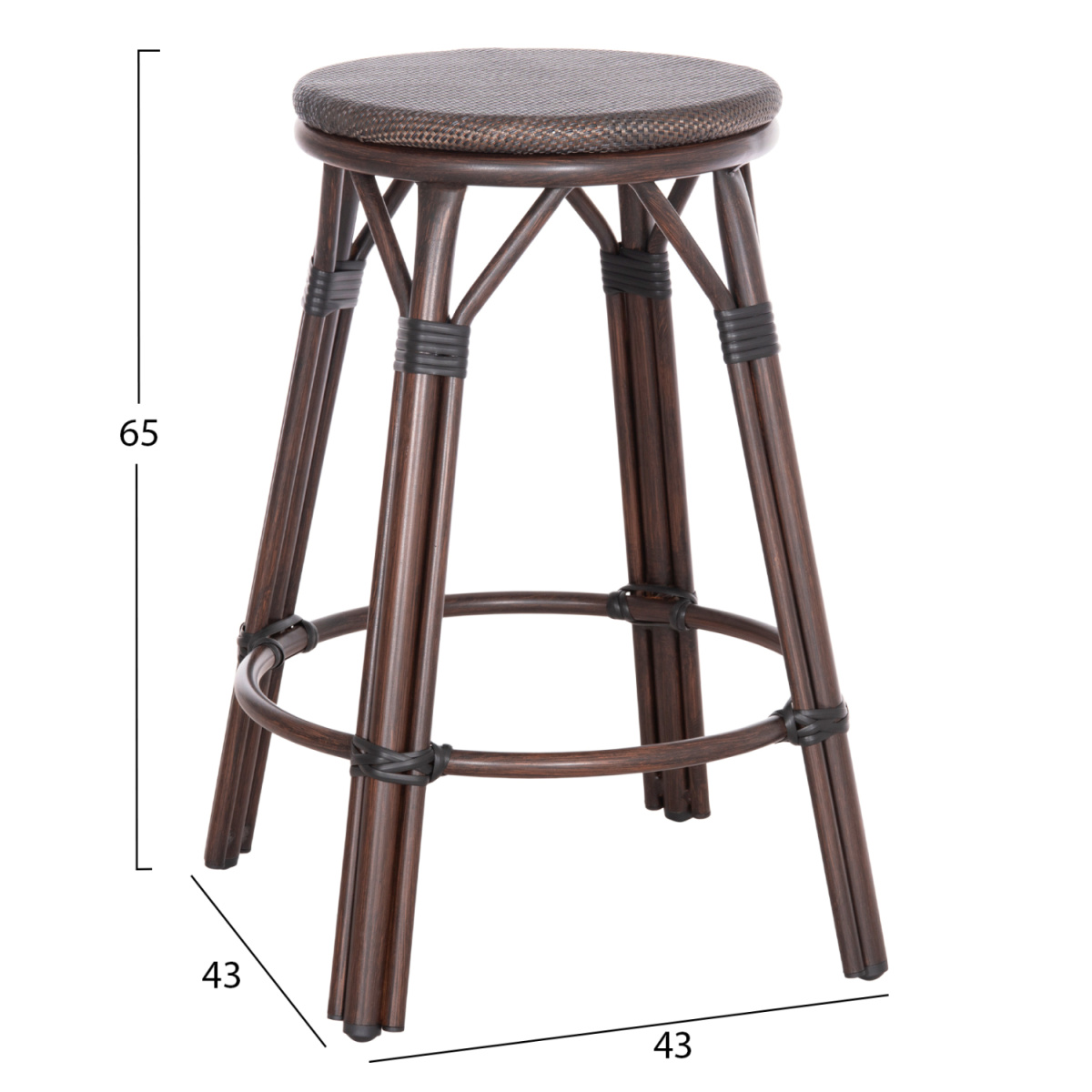 ΣΚΑΜΠΟ ΑΛΟΥΜΙΝΙΟΥ ΜΕΣ.ΥΨΟΥΣ CHINO HM6286.01 BAMBOO LOOK & TEXTILENE ΚΑΦΕ 43x43x65Υεκ - Image 2