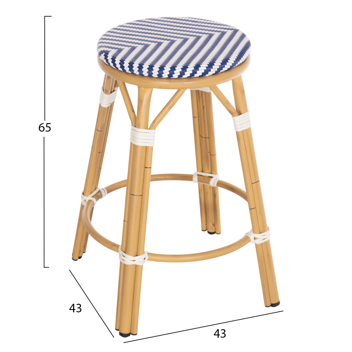 ΣΚΑΜΠΟ ΑΛΟΥΜΙΝΙΟΥ ΜΕΣ.ΥΨΟΥΣ CHINO HM6286.05 BAMBOO LOOK & TEXTILENE ΜΠΛΕ 43x43x65Υεκ - Image 2