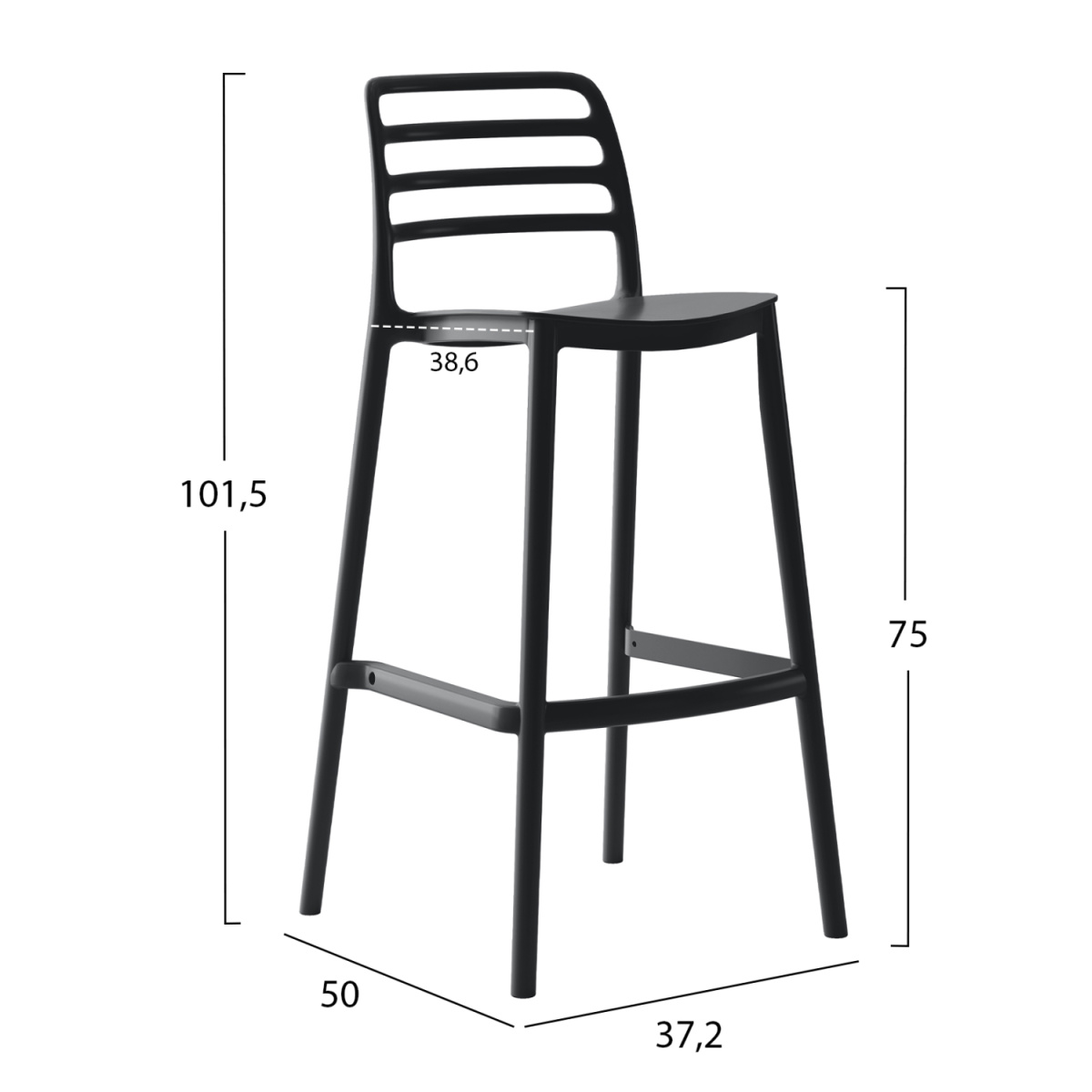 ΣΚΑΜΠΟ BAR ΠΟΛΥΠΡΟΠΥΛΕΝΙΟΥ SNOD HM6099.02 ΜΑΥΡΟ 37,2x50x101,5Υεκ. - Image 2