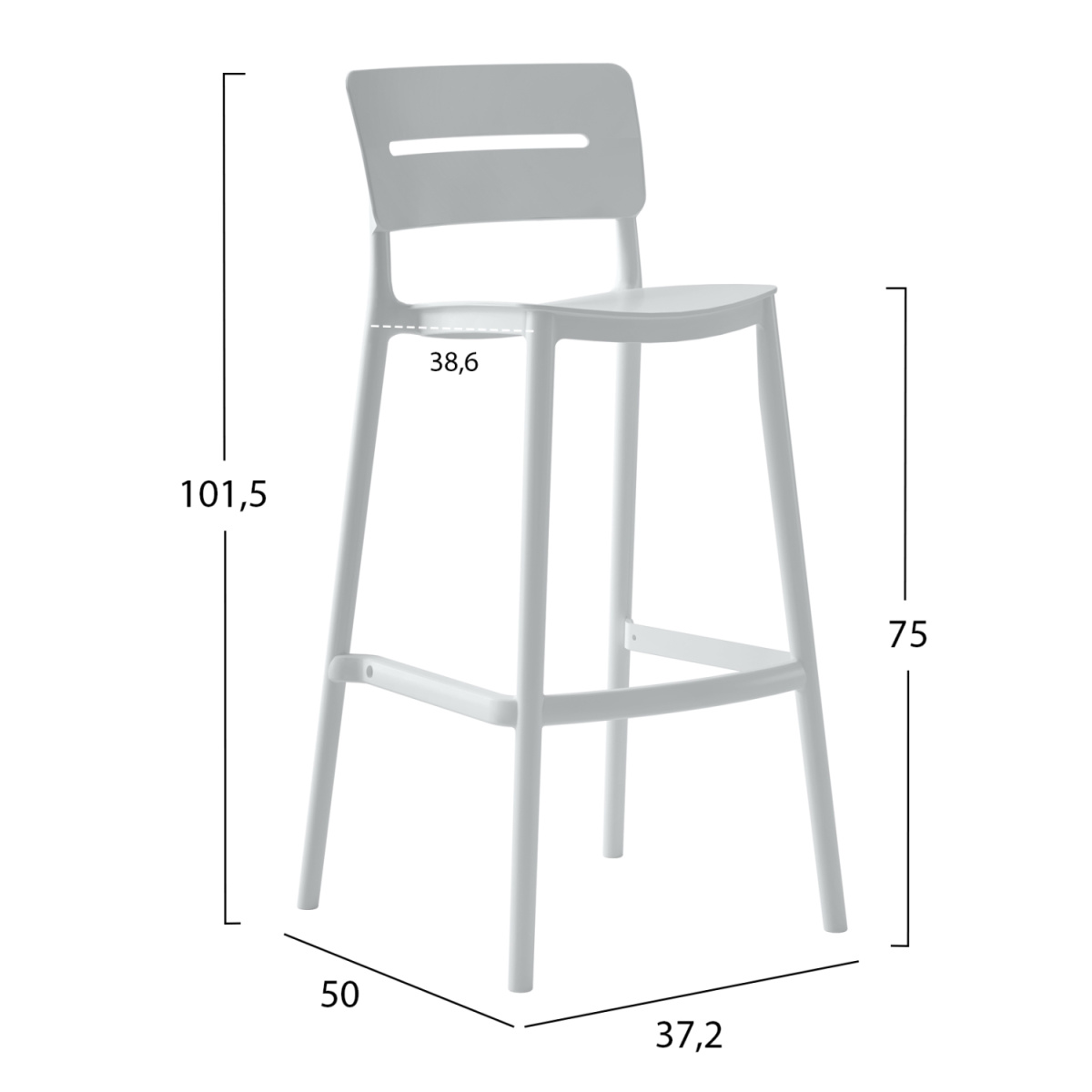 ΣΚΑΜΠΟ BAR ΠΟΛΥΠΡΟΠΥΛΕΝΙΟΥ SNOD2 HM6100.01 ΛΕΥΚΟ 37,2x50x101,5Υεκ. - Image 2