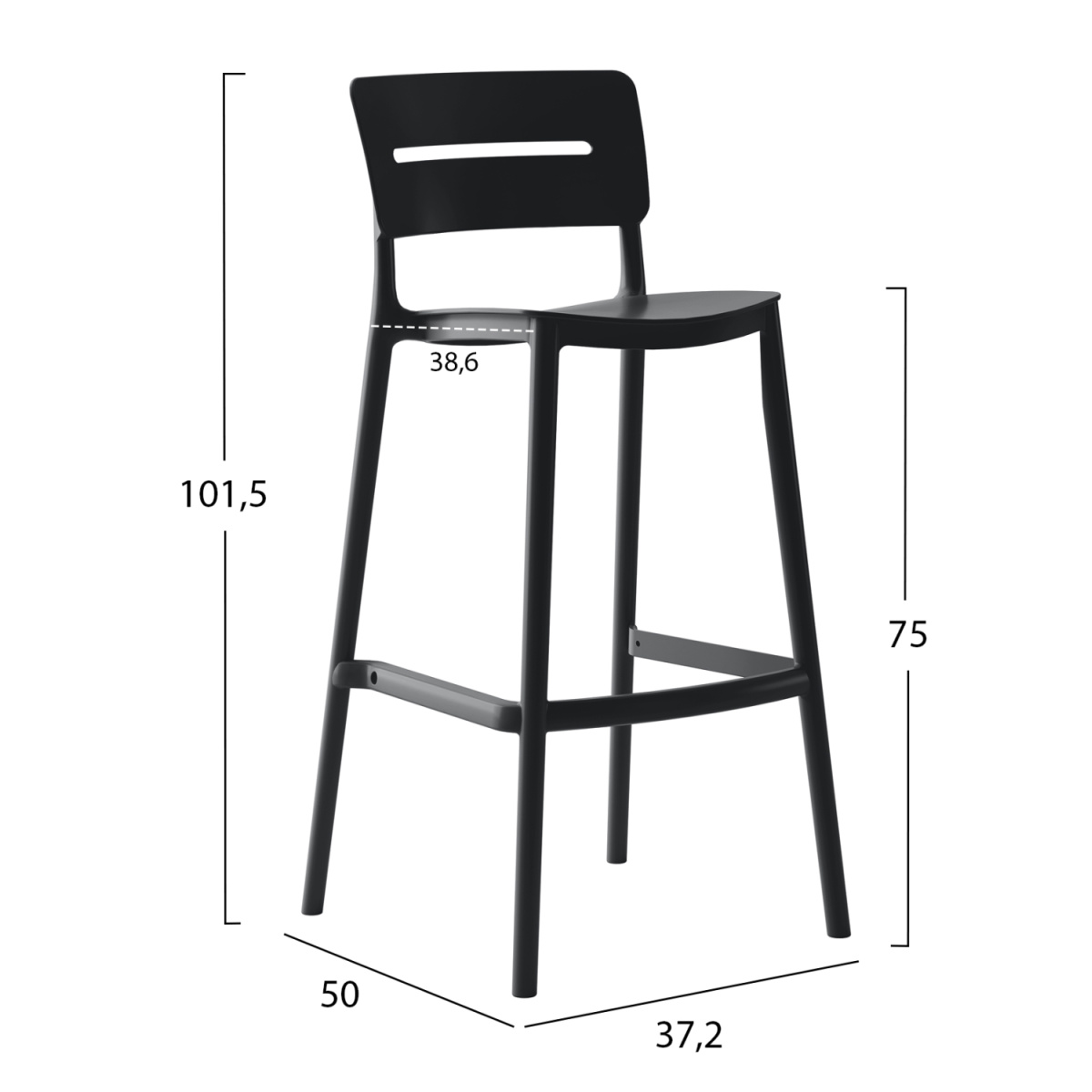 ΣΚΑΜΠΟ BAR ΠΟΛΥΠΡΟΠΥΛΕΝΙΟΥ SNOD2 HM6100.02 ΜΑΥΡΟ 37,2x50x101,5Υεκ. - Image 2