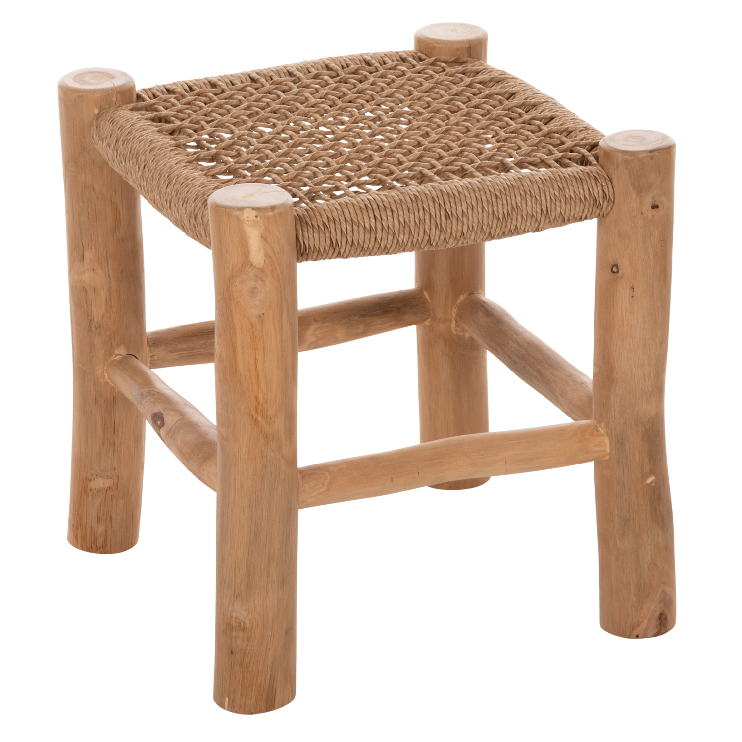 skampo-fb95987-xylo-teak-kai-synthetiko- ΣΚΑΜΠΟ LONDER HM5987 ΞΥΛΟ ΤΕΑΚ ΚΑΙ ΣΥΝΘΕΤΙΚΟ RATTAN ΣΕ ΦΥΣΙΚΟ 38x38x40,5Υεκ. - Image 1