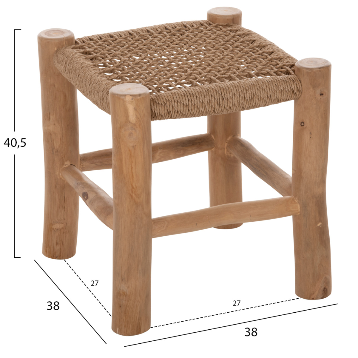 ΣΚΑΜΠΟ LONDER HM5987 ΞΥΛΟ ΤΕΑΚ ΚΑΙ ΣΥΝΘΕΤΙΚΟ RATTAN ΣΕ ΦΥΣΙΚΟ 38x38x40,5Υεκ. - Image 2