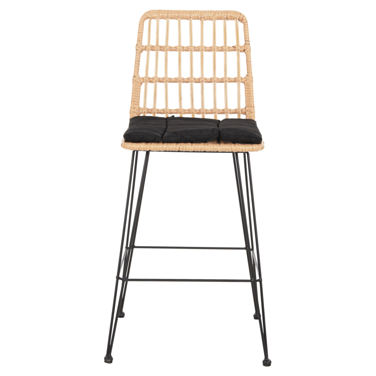 ΣΚΑΜΠΟ ΜΕΣ.ΥΨΟΥΣ ALLEGRA HM5643.11 ΜΕΤΑΛΛΟ&ΜΑΞΙΛΑΡΙ ΜΑΥΡΟ-WICKER ΜΠΕΖ 50x55x103Υεκ. - Image 3