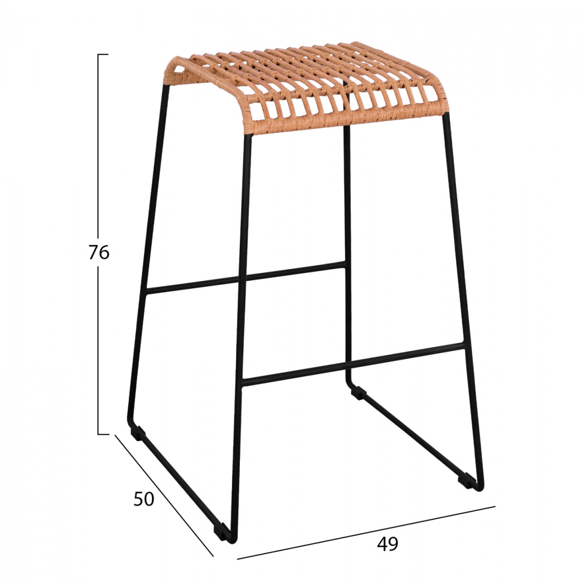 ΣΚΑΜΠΟ ΜΕΤΑΛΛΙΚΟ ALLEGRA HM5641 ΜΕ WICKER ΣΕ ΜΠΕΖ ΑΠΟΧΡΩΣΗ 49x50x76 εκ. - Image 2