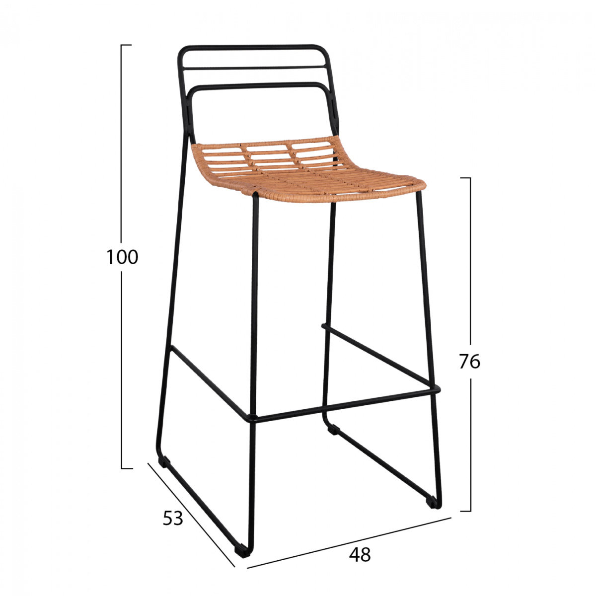 ΣΚΑΜΠΟ ΜΕΤΑΛΛΙΚΟ ALLEGRA HM5642 ΜΕ WICKER ΣΕ ΜΠΕΖ ΑΠΟΧΡΩΣΗ 48x53x100 εκ. - Image 2