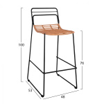 ΣΚΑΜΠΟ ΜΕΤΑΛΛΙΚΟ ALLEGRA HM5642 ΜΕ WICKER ΣΕ ΜΠΕΖ ΑΠΟΧΡΩΣΗ 48x53x100 εκ. - Image 2