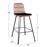 ΣΚΑΜΠΟ ΜΕΤΑΛΛΙΚΟ ΜΕ ΜΑΞΙΛΑΡΙ ALLEGRA HM5452 ΜΕ WICKER ΣΕ ΜΠΕΖ ΑΠΟΧΡΩΣΗ 56x60x109 εκ. - Image 2