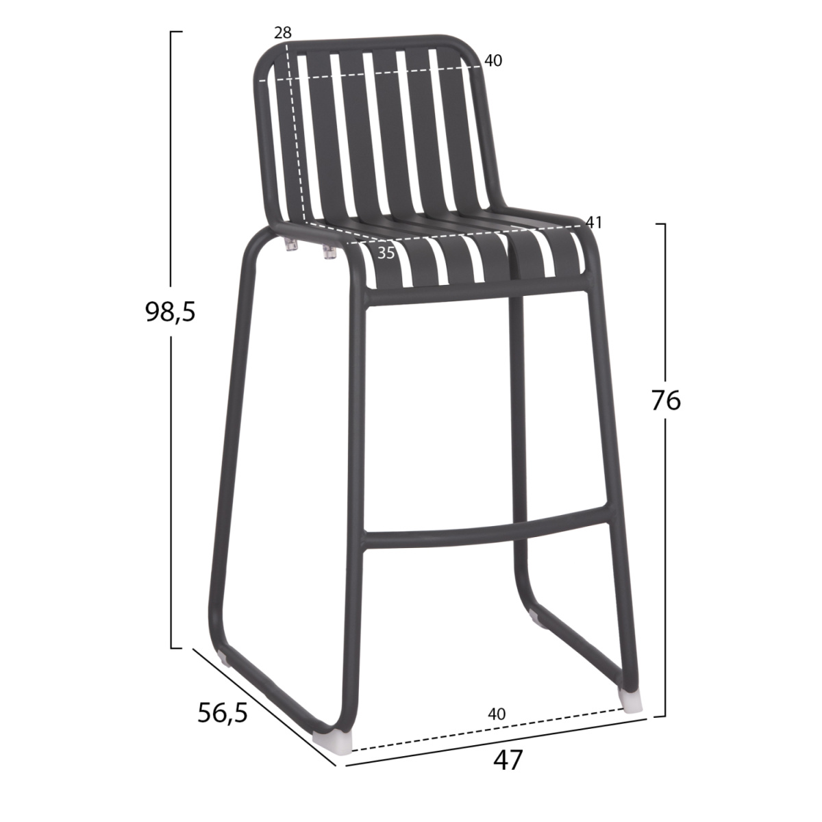 ΣΚΑΜΠΟ ΜΠΑΡ ΑΛΟΥΜΙΝΙΟΥ RACHEL HM6341.01 ΓΚΡΙ 47x56,5x98,5Υεκ. - Image 2