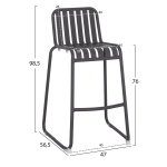 ΣΚΑΜΠΟ ΜΠΑΡ ΑΛΟΥΜΙΝΙΟΥ RACHEL HM6341.01 ΓΚΡΙ 47x56,5x98,5Υεκ. - Image 2