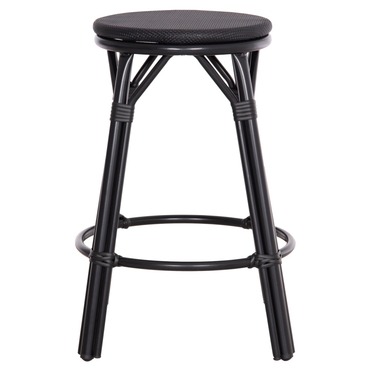 ΣΚΑΜΠΟ ΜΠΑΡ ΑΛΟΥΜΙΝΙΟΥ ΜΕΣΑΙΟΥ ΥΨΟΥΣ CHINO HM6286.02 BAMBOO LOOK & TEXTILENE ΜΑΥΡΟ 43x43x65Υεκ - Image 3