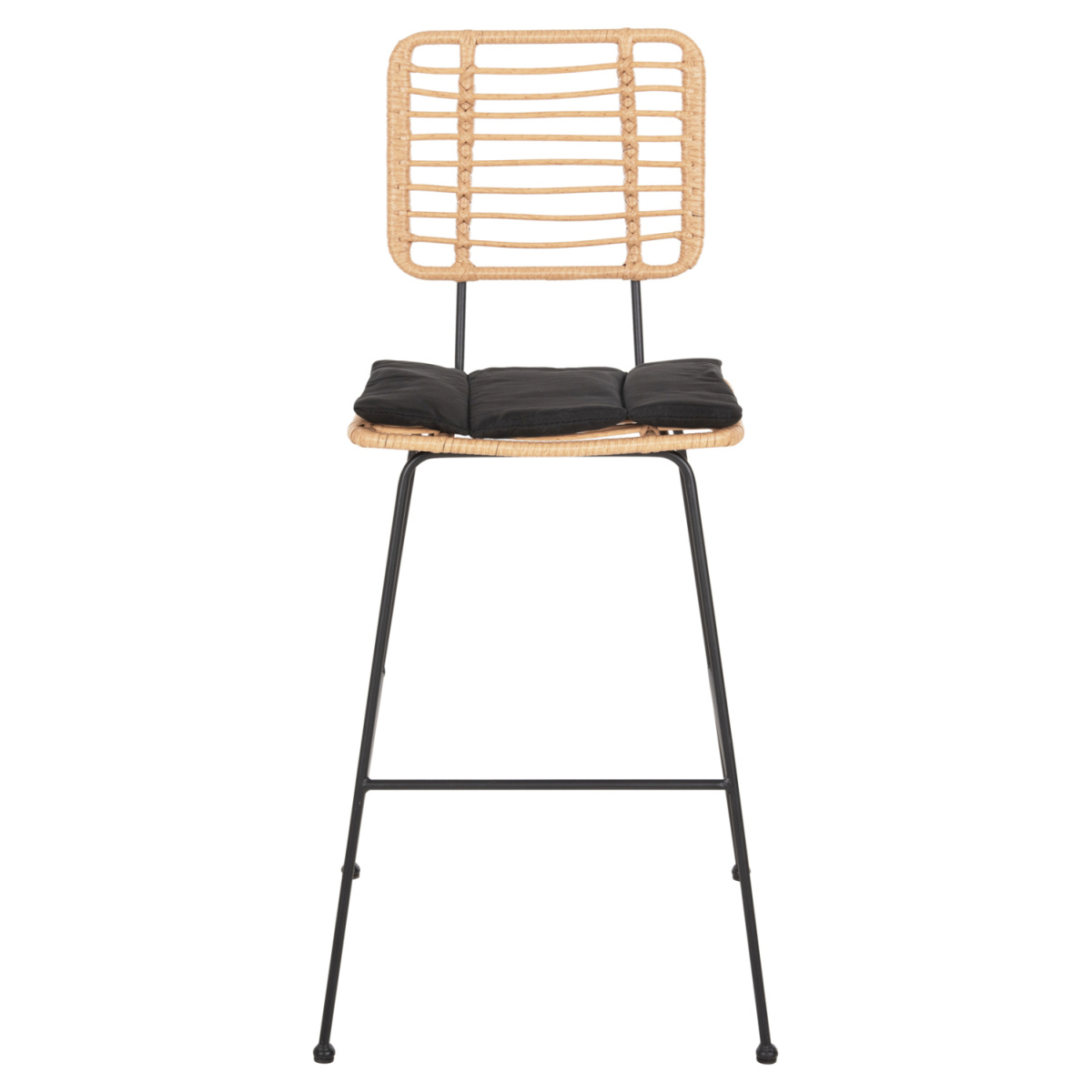 ΣΚΑΜΠΟ ΜΠΑΡ ALLEGRA HM5455.11 ΜΕΤΑΛΛΟ&ΜΑΞΙΛΑΡΙ ΜΑΥΡΟ-WICKER ΜΠΕΖ 56x59x116,5Υεκ. - Image 3