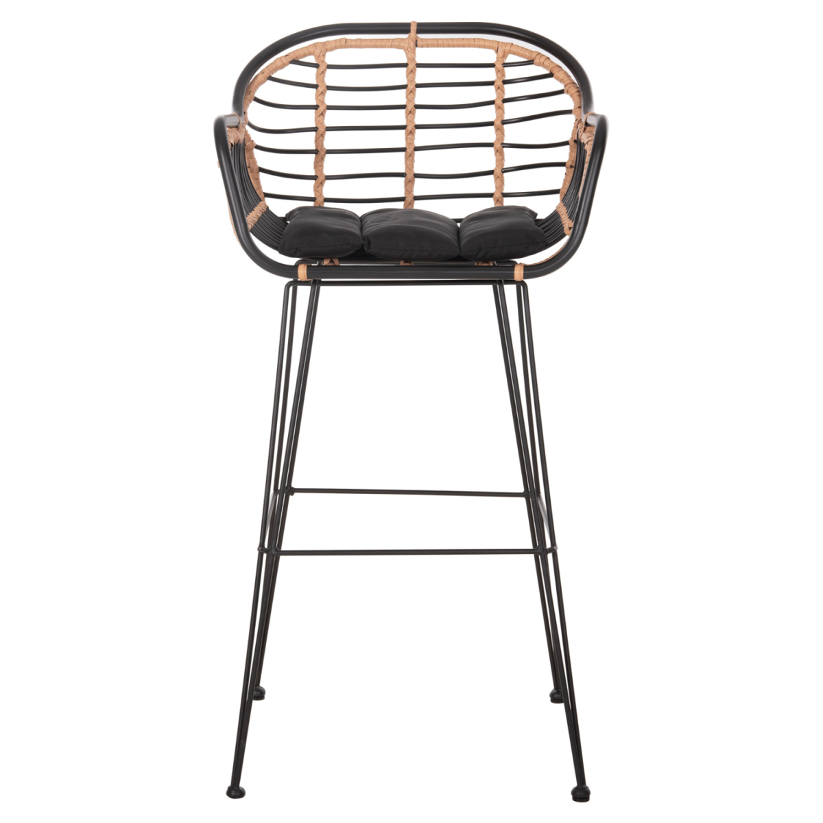 ΣΚΑΜΠΟ ΜΠΑΡ ALLEGRA HM5690.11 ΜΕΤΑΛΛΟ&ΜΑΞΙΛΑΡΙ ΜΑΥΡΟ-WICKER ΜΠΕΖ 55x54x108Υεκ. - Image 3