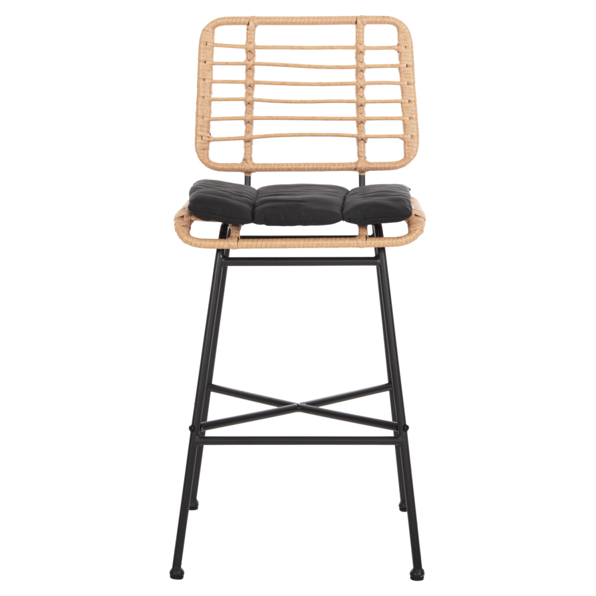 ΣΚΑΜΠΟ ΜΠΑΡ ΜΕΣ.ΥΨΟΥΣ ALLEGRA HM5709.11 ΜΕΤΑΛΛΟ&ΜΑΞΙΛΑΡΙ ΜΑΥΡΟ-WICKER ΜΠΕΖ 46x46x99Υεκ - Image 3