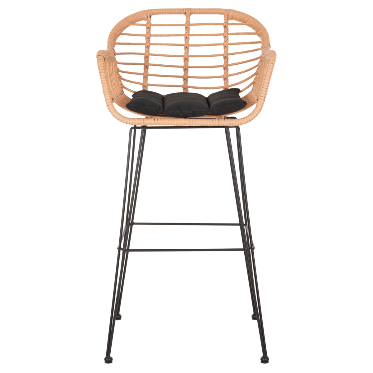 ΣΚΑΜΠΟ ΜΠΑΡ ΨΗΛΟ ALLEGRA HM5640.11 ΜΠΕΖ P.E. RATTAN-ΜΑΥΡΟ ΜΕΤΑΛΛΟ 54x55x108Υεκ. - Image 3