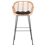 ΣΚΑΜΠΟ ΜΠΑΡ ΨΗΛΟ ALLEGRA HM5640.11 ΜΠΕΖ P.E. RATTAN-ΜΑΥΡΟ ΜΕΤΑΛΛΟ 54x55x108Υεκ. - Image 3