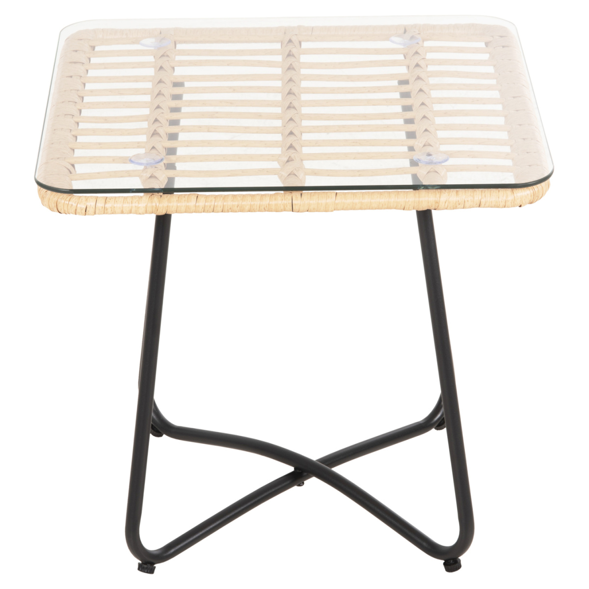 ΤΡΑΠΕΖΑΚΙ GERRY HM5717.11 ΜΕ WICKER ΜΠΕΖ-ΜΑΥΡΟ ΜΕΤΑΛ.ΣΚΕΛΕΤΟ 50x50x47,5Υεκ. - Image 3
