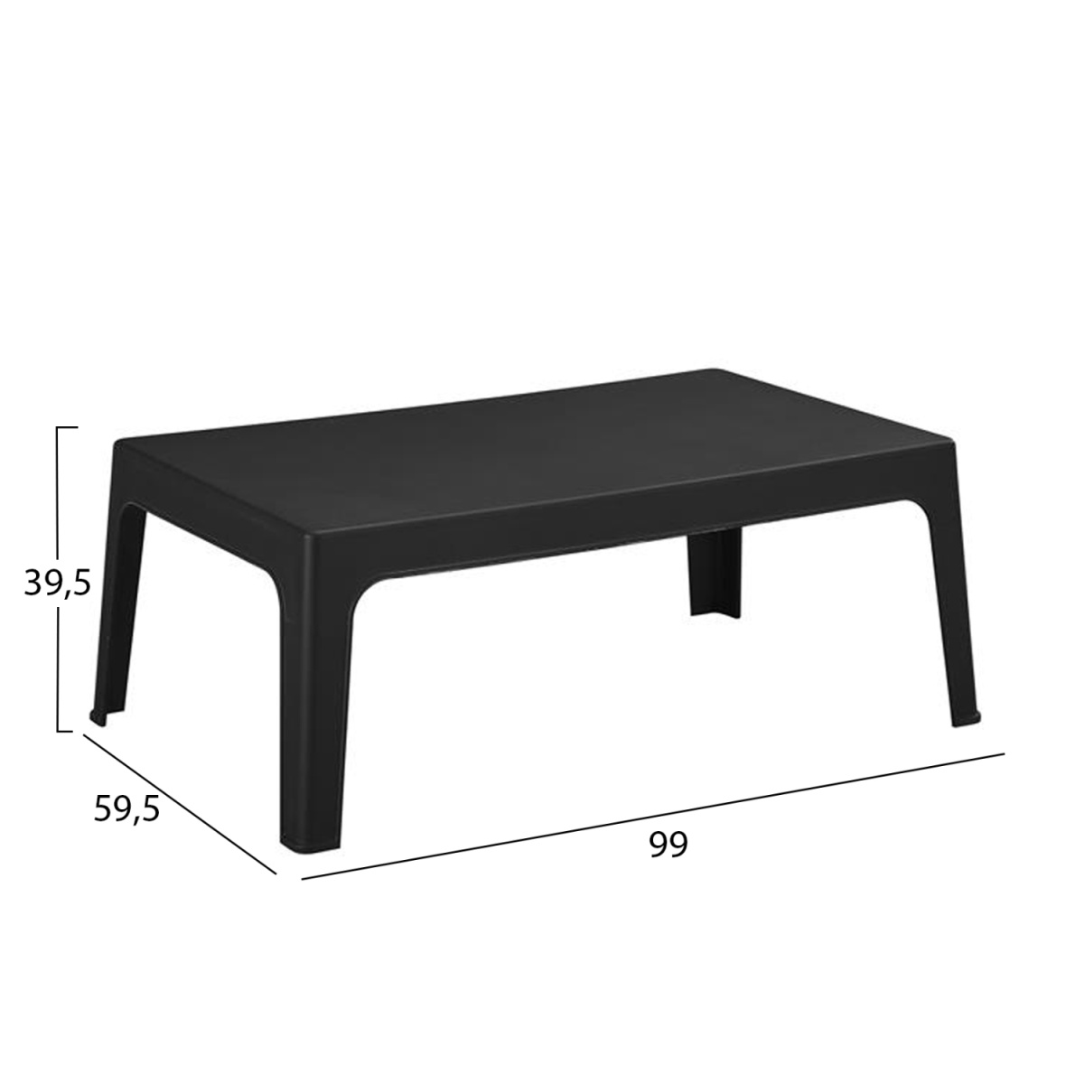 ΤΡΑΠΕΖΑΚΙ ΟΡΘΟΓΩΝΙΟ SLEEK HM6367.02 ΠΟΛΥΠΡΟΠΥΛΕΝΙΟ ΣΕ ΜΑΥΡΟ 105x64x40Υεκ. - Image 2