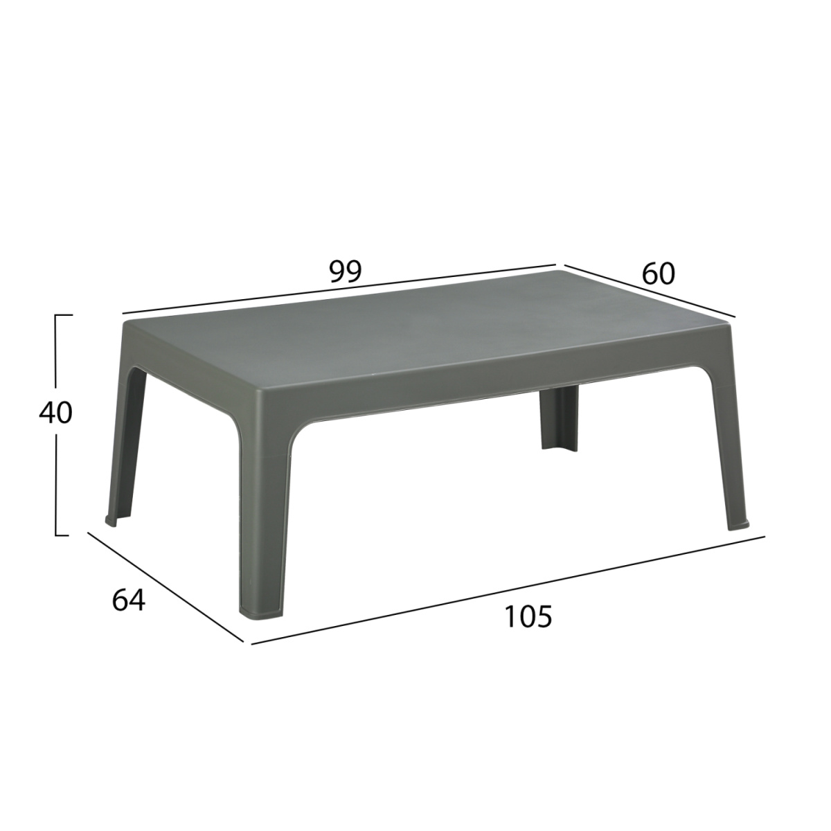ΤΡΑΠΕΖΑΚΙ ΟΡΘΟΓΩΝΙΟ SLEEK HM6367.05 ΠΟΛΥΠΡΟΠΥΛΕΝΙΟ DARK OLIVE 105x64x40Υεκ. - Image 2