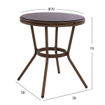 ΤΡΑΠΕΖΙ ΑΛΟΥΜΙΝΙΟΥ MOSES Φ70x76 εκ. BAMBOO LOOK HM5532.03 ΚΑΦΕ ΜΕ ΓΥΑΛΙ - Image 2