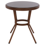 ΤΡΑΠΕΖΙ ΑΛΟΥΜΙΝΙΟΥ MOSES Φ70x76 εκ. BAMBOO LOOK HM5532.03 ΚΑΦΕ ΜΕ ΓΥΑΛΙ - Image 4