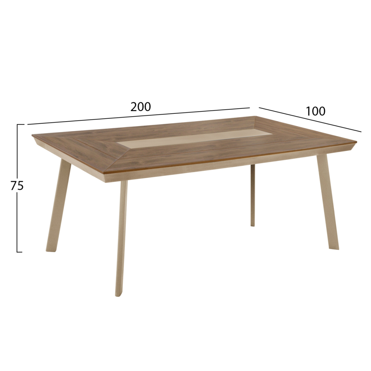 ΤΡΑΠΕΖΙ ΑΛΟΥΜΙΝΙΟΥ TABER HM5131.04 ΚΑΠΟΥΤΣΙΝΟ ΜΕ POLYWOOD TOP 200x100x75Υεκ - Image 2