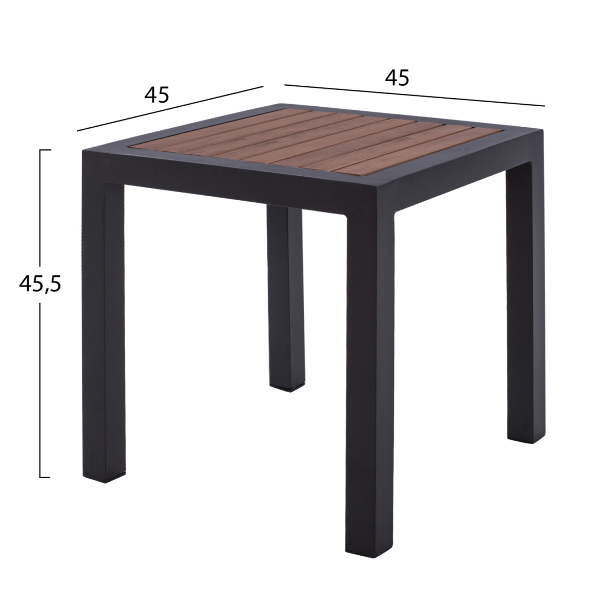 ΤΡΑΠΕΖΙ ΑΛΟΥΜΙΝΙΟΥ SABRA HM5403.02 ΓΚΡΙ ΜΕ POLYWOOD 45Χ45X45,5Yεκ. - Image 2