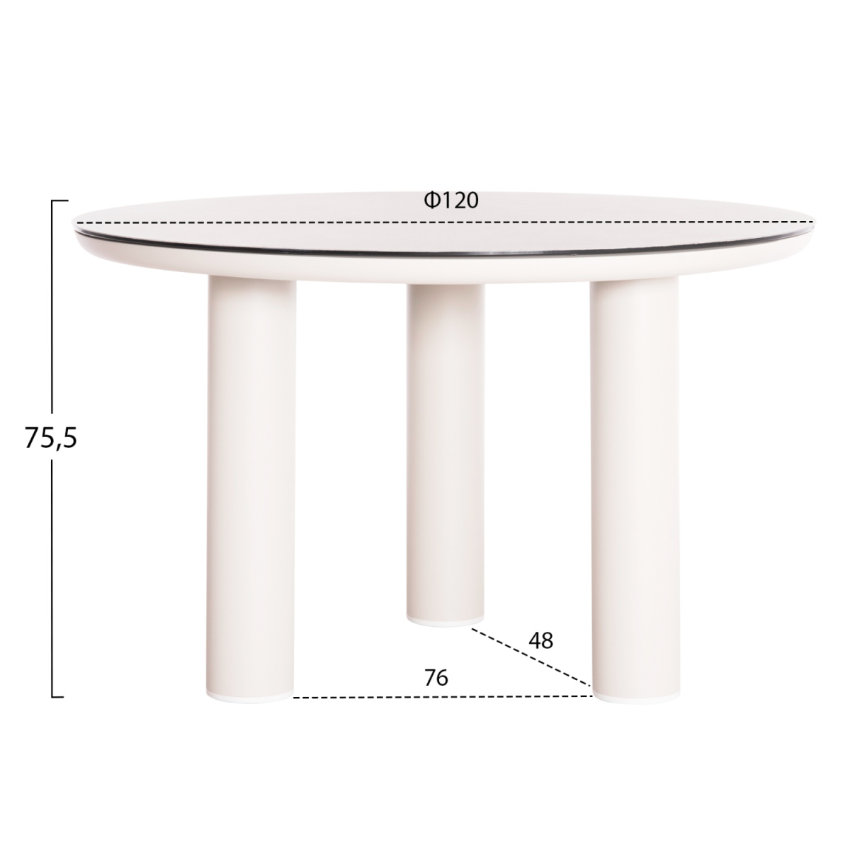 ΤΡΑΠΕΖΙ ΑΛΟΥΜΙΝΙΟΥ DOSUN HM6201.02 ΚΡΕΜ ΣΚΕΛΕΤΟΣ-3D PRINT ΓΥΑΛΙ-ΚΕΡΑΜΙΚΟ LOOK Φ120εκ - Image 2