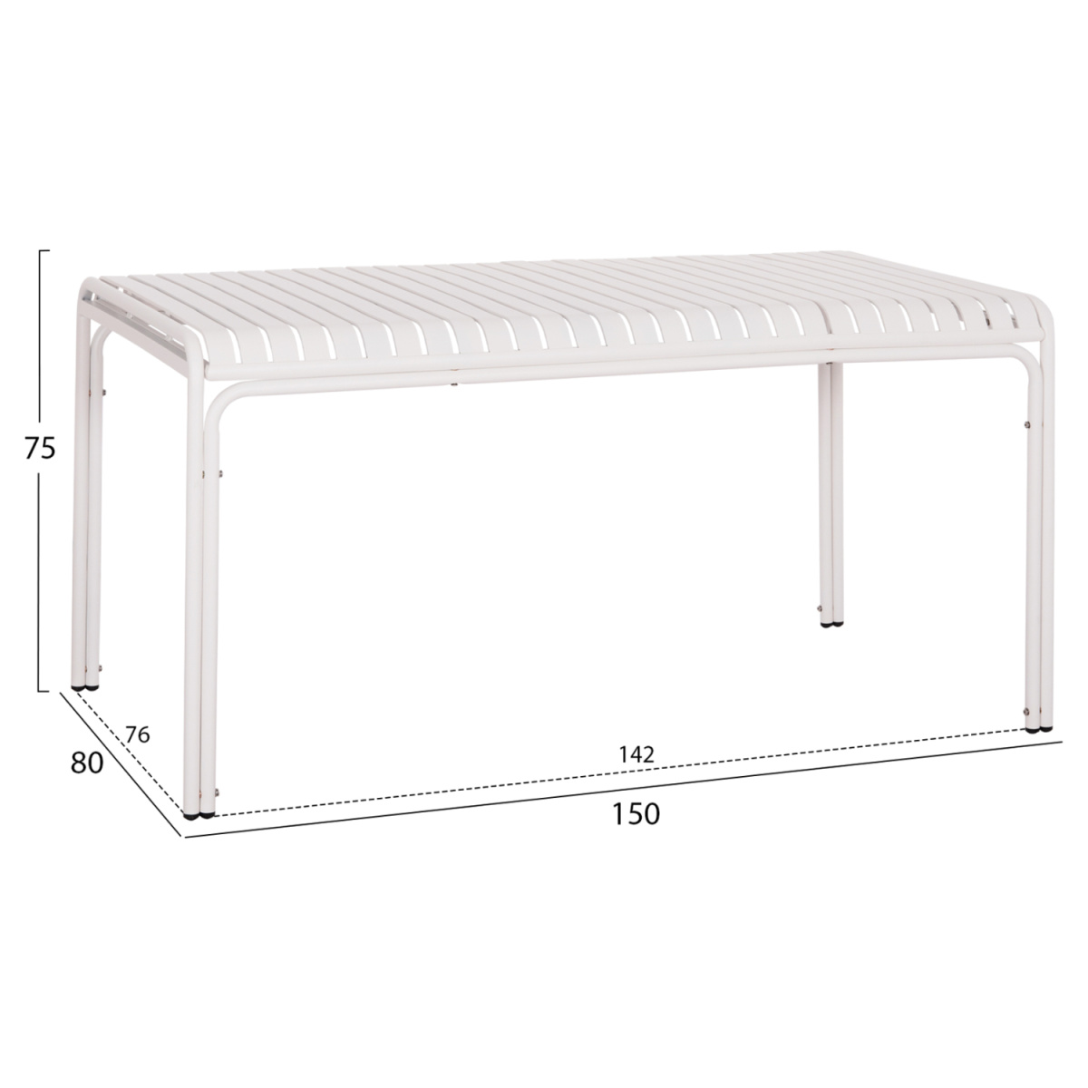 ΤΡΑΠΕΖΙ ΑΛΟΥΜΙΝΙΟΥ RACHEL HM6339.02 ΛΕΥΚΟ 150x80x75Υεκ. - Image 2