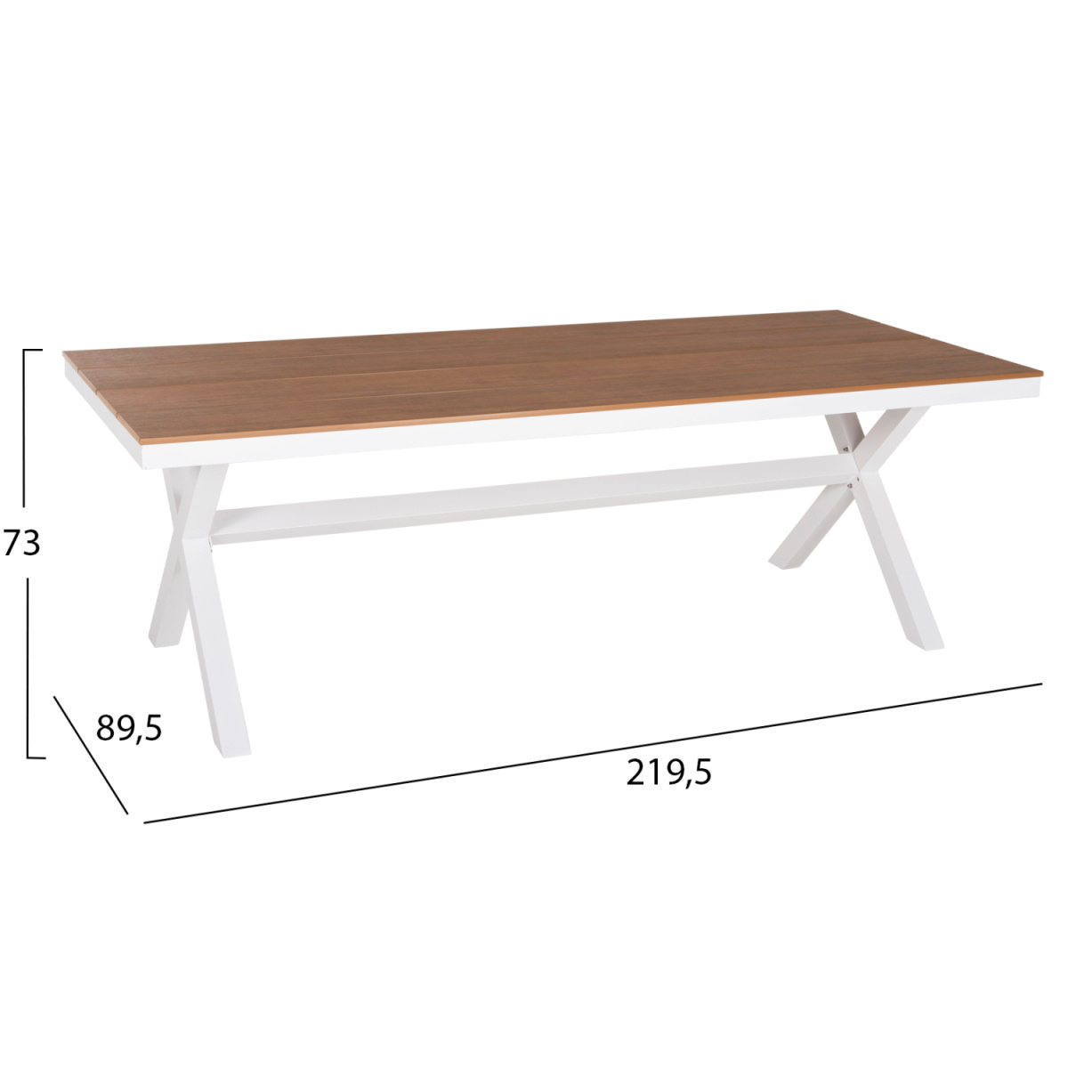 ΤΡΑΠΕΖΙ ΑΛΟΥΜΙΝΙΟΥ ΟΡΘΟΓΩΝΙΟ TAWNEE HM6039.02 ΛΕΥΚΟ-POLYWOOD ΦΥΣΙΚΟ 219,5x89,5x73Υ - Image 2