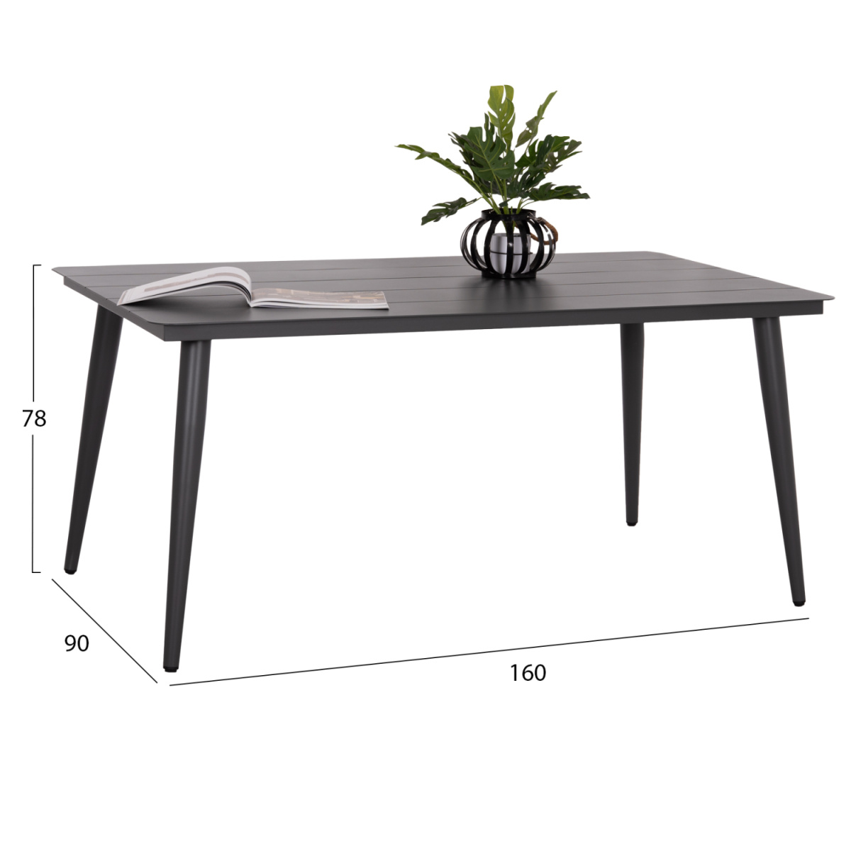 ΤΡΑΠΕΖΙ ΑΛΟΥΜΙΝΙΟΥ ΟΡΘΟΓΩΝΙΟ HIGER HM6291.01 ΓΚΡΙ 160x90x78Υεκ. - Image 2