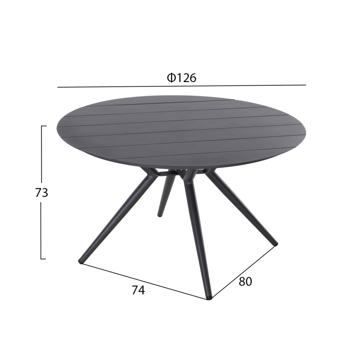 ΤΡΑΠΕΖΙ ΑΛΟΥΜΙΝΙΟΥ ΣΤΡΟΓΓΥΛΟ HIGER HM6061.03 ΑΝΘΡΑΚΙ Φ126Χ73Υεκ. - Image 2