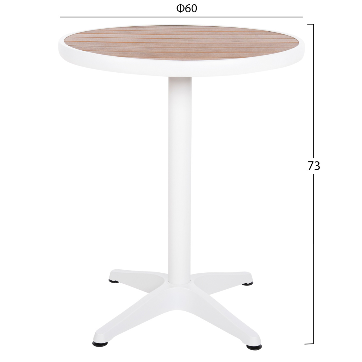 ΤΡΑΠΕΖΙ ΑΛΟΥΜΙΝΙΟΥ ΣΤΡΟΓΓΥΛΟ ALEXA HM6086.02 ΛΕΥΚΟ-POLYWOOD TOP ΦΥΣΙΚΟ Φ60x73Υεκ. - Image 2