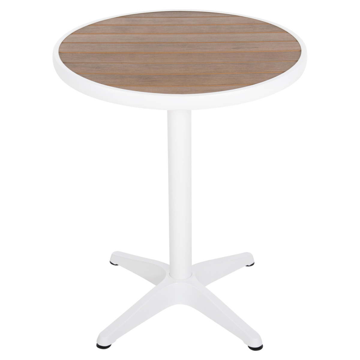 ΤΡΑΠΕΖΙ ΑΛΟΥΜΙΝΙΟΥ ΣΤΡΟΓΓΥΛΟ ALEXA HM6086.02 ΛΕΥΚΟ-POLYWOOD TOP ΦΥΣΙΚΟ Φ60x73Υεκ. - Image 3