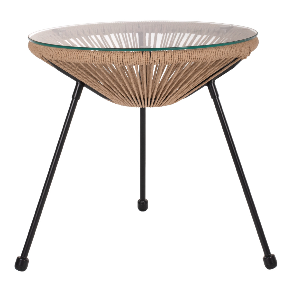 ΤΡΑΠΕΖΙ ΒΟΗΘΗΤΙΚΟ ALLEGRA ΜΑΥΡΟ ΜΕΤΑΛΛΟ  ME TWISTED WICKER ΦΥΣΙΚΟ HM5873.01 Φ47Χ45Υεκ. - Image 3