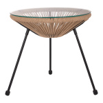 ΤΡΑΠΕΖΙ ΒΟΗΘΗΤΙΚΟ ALLEGRA ΜΑΥΡΟ ΜΕΤΑΛΛΟ  ME TWISTED WICKER ΦΥΣΙΚΟ HM5873.01 Φ47Χ45Υεκ. - Image 3