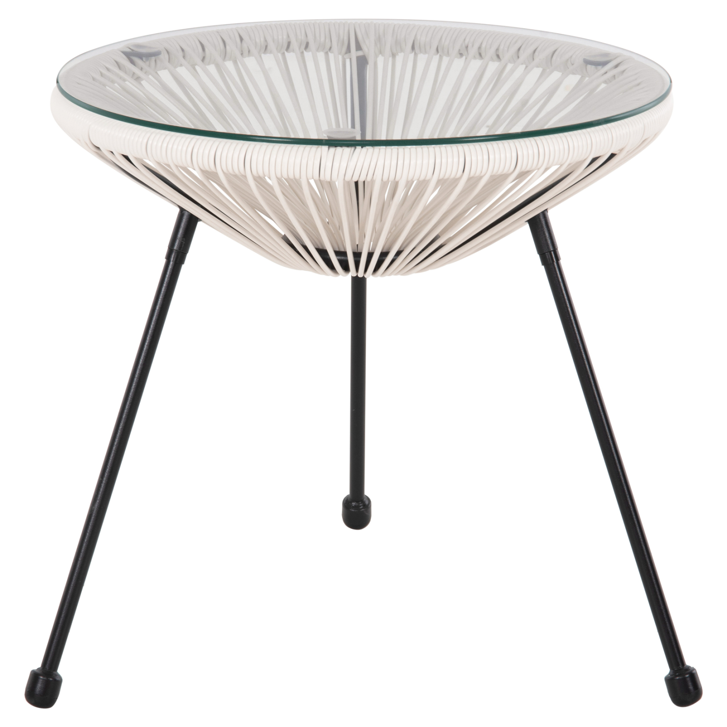 trapezi-boithitiko-fb9587412-metallo-may ΤΡΑΠΕΖΙ ΒΟΗΘΗΤΙΚΟ ALLEGRA HM5874.12 ΜΕΤΑΛΛΟ ΜΑΥΡΟ-ΣΥΝΘ. RATTAN ΛΕΥΚΟ Φ47x45Yεκ. - Image 1