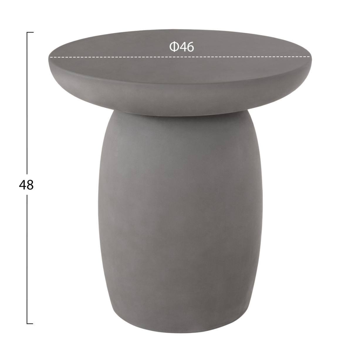 ΤΡΑΠΕΖΙ ΒΟΗΘΗΤΙΚΟ ΣΤΡΟΓΓΥΛΟ HIKARI HM6593.01 ΓΚΡΙ FIBER CEMENT Φ46x48Υεκ. - Image 2