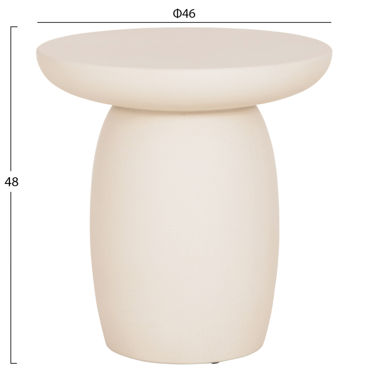 ΤΡΑΠΕΖΙ ΒΟΗΘΗΤΙΚΟ ΣΤΡΟΓΓΥΛΟ HIKARI HM6593.02 ΜΠΕΖ FIBER CEMENT Φ46x48Υεκ. - Image 2