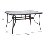 ΤΡΑΠΕΖΙ BRUNO 150X90Χ72Υεκ. ΚΑΦΕ ΜΕΤΑΛΛΙΚΟ ΜΕ ΓΥΑΛΙΝΗ ΕΠΙΦΑΝΕΙΑ HM5145.02 - Image 2