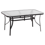 ΤΡΑΠΕΖΙ BRUNO 150X90Χ72Υεκ. ΜΕΤΑΛΛΙΚΟ ΜΑΥΡΟ ΜΕ ΓΥΑΛΙΝΗ ΕΠΙΦΑΝΕΙΑ HM5145.03