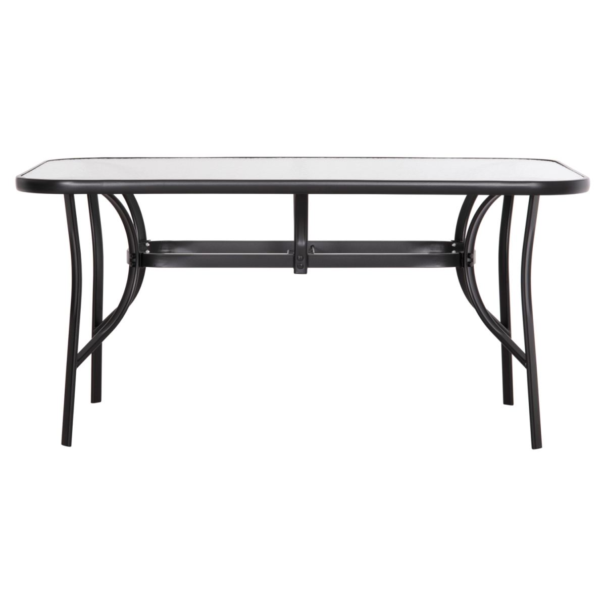 ΤΡΑΠΕΖΙ BRUNO 150X90Χ72Υεκ. ΜΕΤΑΛΛΙΚΟ ΜΑΥΡΟ ΜΕ ΓΥΑΛΙΝΗ ΕΠΙΦΑΝΕΙΑ HM5145.03 - Image 3