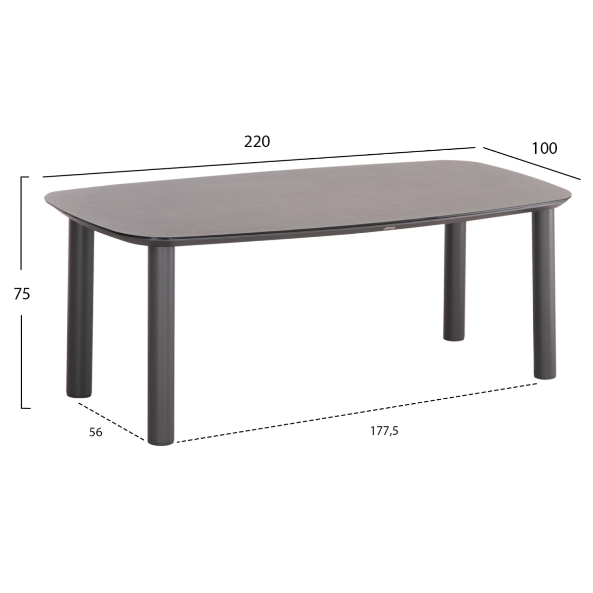 ΤΡΑΠΕΖΙ DOSUN HM6202.01 ΓΚΡΙ ΑΛΟΥΜΙΝΙΟ-3D PRINT ΓΥΑΛΙ-ΚΕΡΑΜΙΚΟ LOOK 220x100x75Υεκ - Image 2