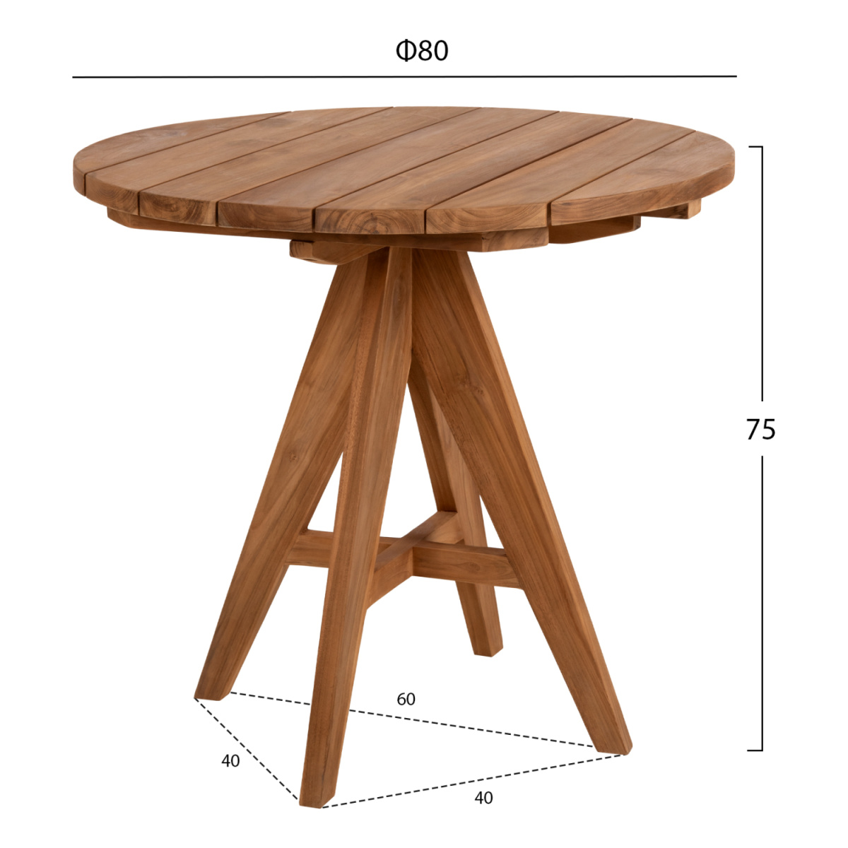 ΤΡΑΠΕΖΙ LEO HM9623.11 ΣΤΡΟΓΓΥΛΟ ΜΑΣΙΦ ΞΥΛΟ ΤΕΑΚ Φ80x75Υεκ. - Image 2
