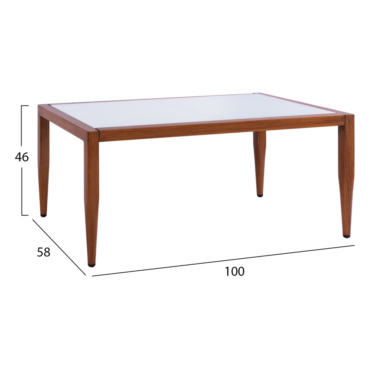 ΤΡΑΠΕΖΙ MEIR ΣΑΛΟΝΙΟΥ ΑΛΟΥΜΙΝΙΟΥ BAMBOO LOOK ΜΕ ΓΥΑΛΙ 100Χ58Χ46 HM5551.01 - Image 2