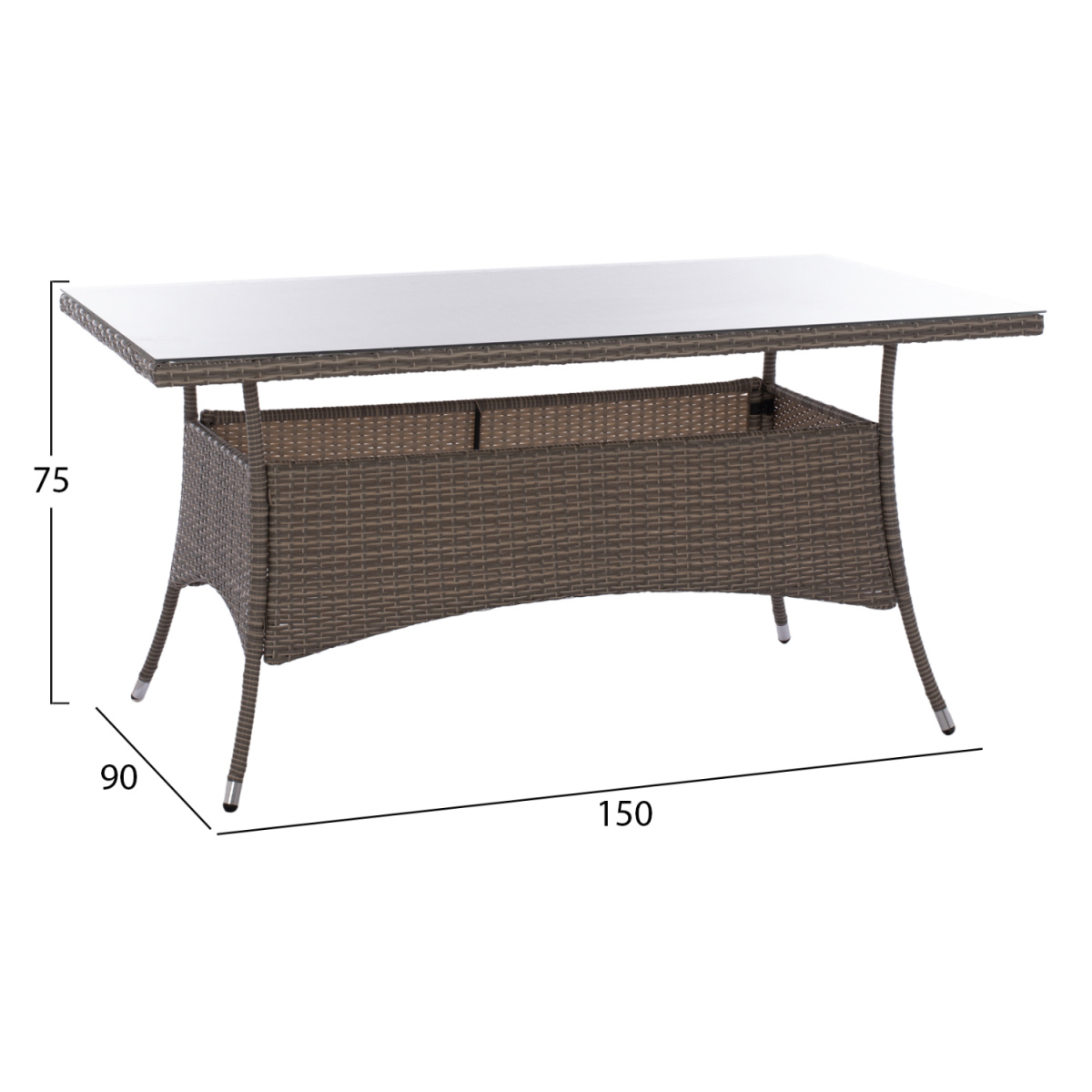 ΤΡΑΠΕΖΙ ΜΕΤΑΛΛΙΚΟ MINSK RATTAN ΓΚΡΙ HM5507.01 150x90x75Υ εκ. - Image 2
