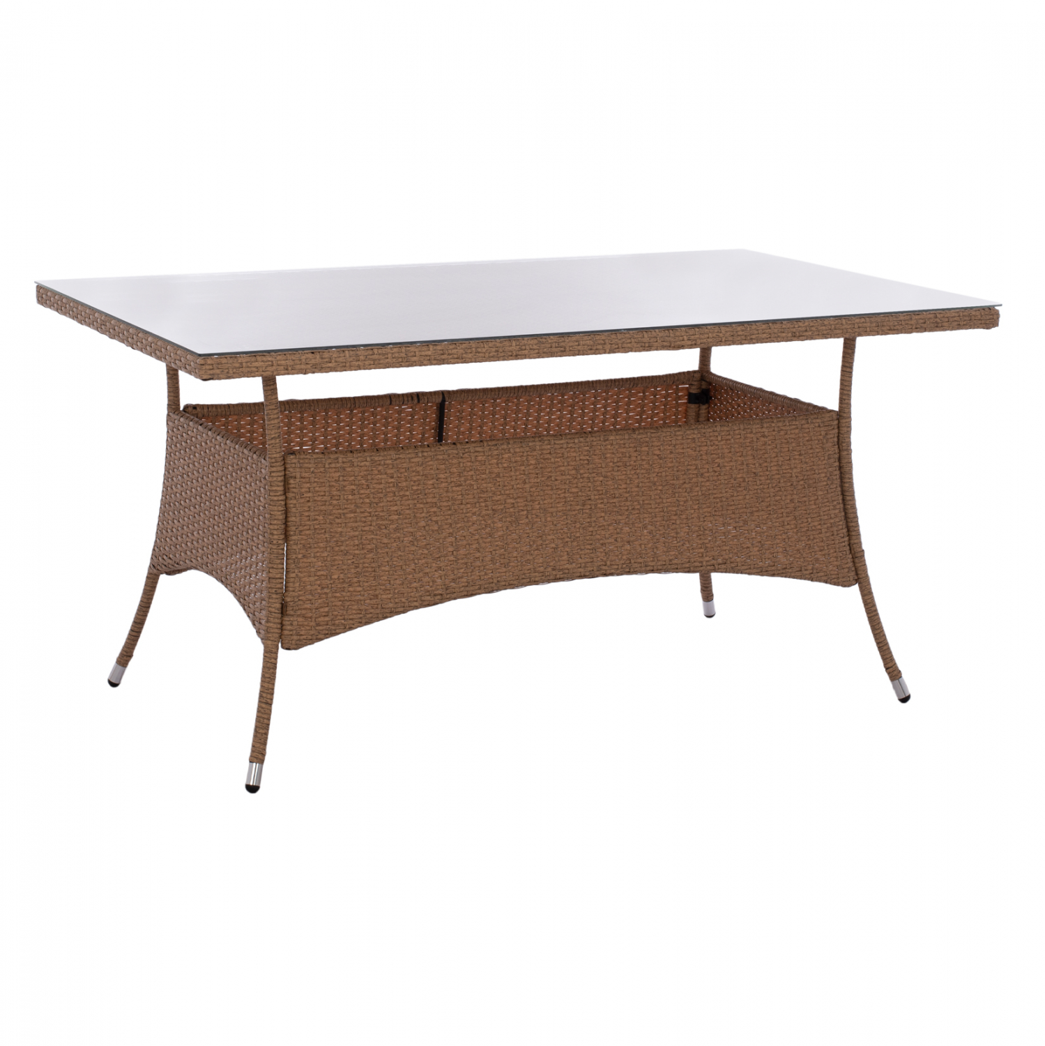trapezi-metalliko-rattan-mpez-kafe-fb955 ΤΡΑΠΕΖΙ ΜΕΤΑΛΛΙΚΟ MINSK RATTAN ΜΠΕΖ ΚΑΦΕ HM5507.02 150x90x75 εκ. - Image 1