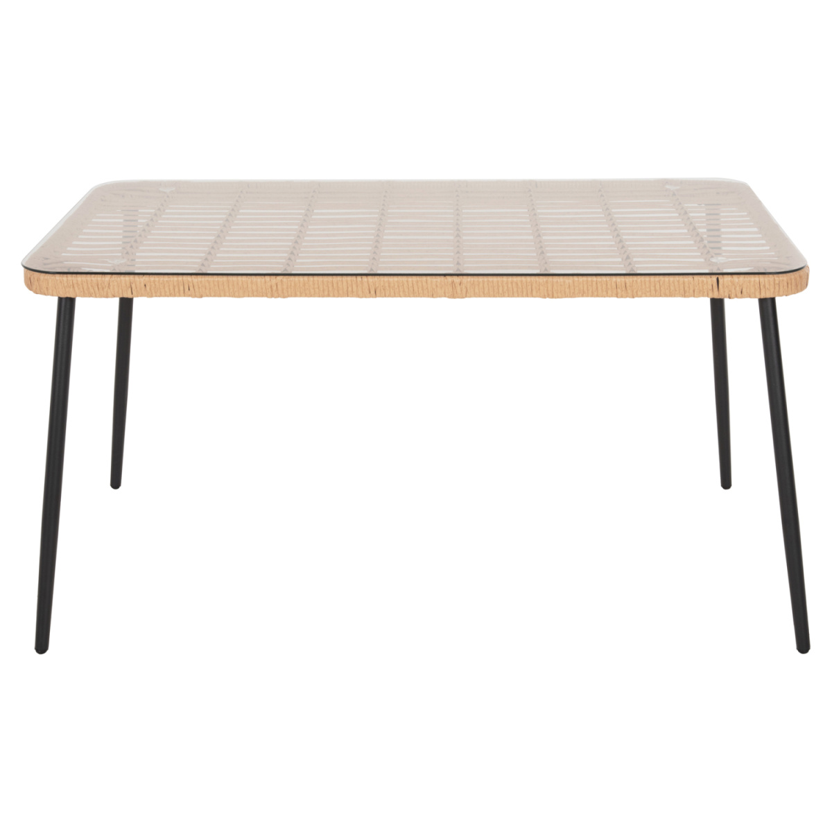 ΤΡΑΠΕΖΙ ΟΡΘΟΓΩΝΙΟ ALLEGRA HM5537.11 ΜΕΤΑΛ.ΜΑΥΡΟ-P.E. RATTAN ΦΥΣΙΚΟ 139,5x79,5x73Υεκ. - Image 3