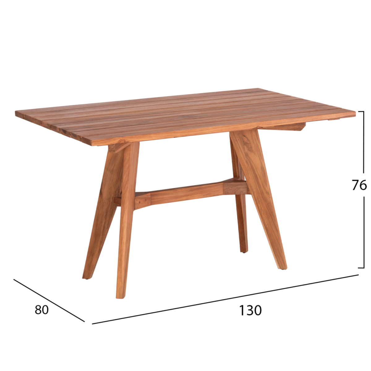 ΤΡΑΠΕΖΙ ΟΡΘΟΓΩΝΙΟ LEO HM6137 ΜΑΣΙΦ ΞΥΛΟ ΤΕΑΚ 130x80x76Υεκ. - Image 2