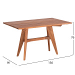 ΤΡΑΠΕΖΙ ΟΡΘΟΓΩΝΙΟ LEO HM6137 ΜΑΣΙΦ ΞΥΛΟ ΤΕΑΚ 130x80x76Υεκ. - Image 2